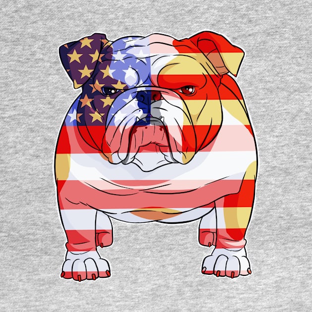 English Bulldog 4th Of July American Flag by Noseking